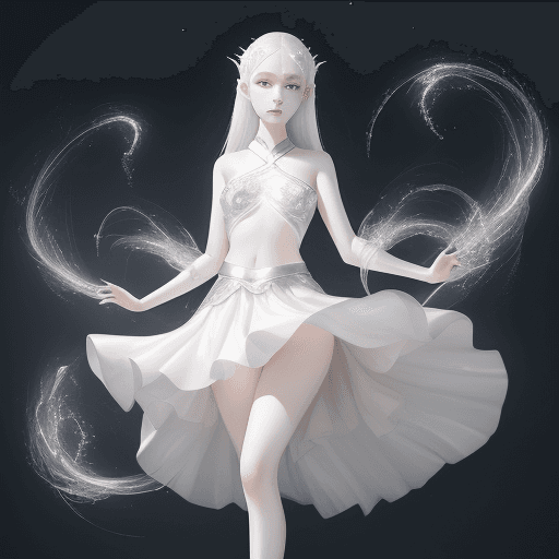 AI generated: a gorgeous girl with delicate features,full body,sliver big eyes,pale white skin,Gauze skirt, slende...