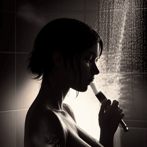 AI generated: Silhouette taking a shower, steam from hot water in the room, beautiful body, beautiful shape, high ...