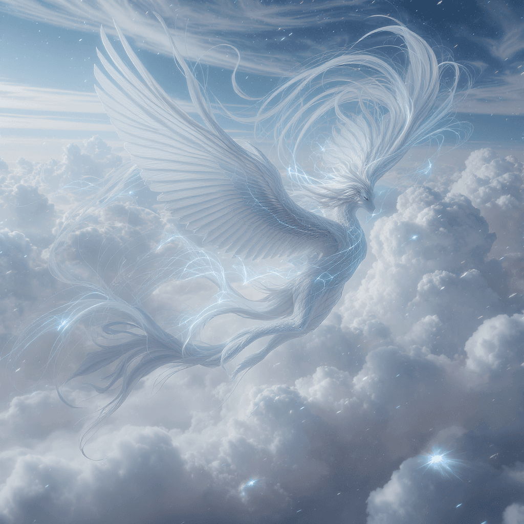 AI generated:  the realm of the Air, magical winds environment, spirits of the air and wind floating around, textu...