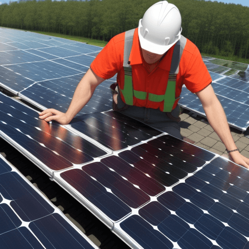 AI generated: Guy putting solar panels