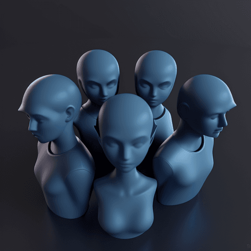 AI generated: Social network concept with 3d people on dark blue background