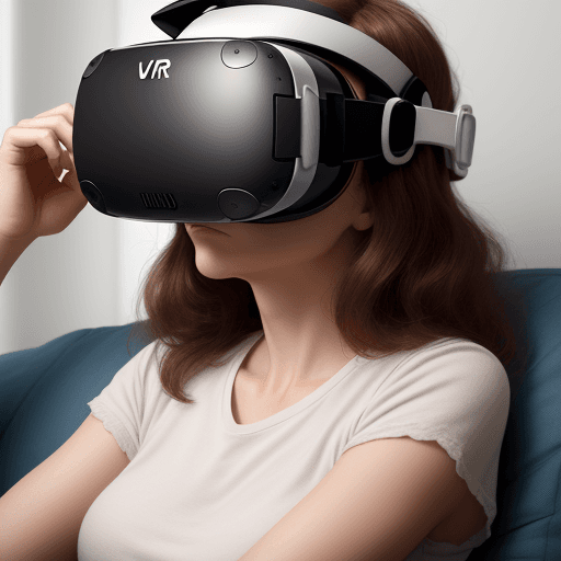 AI generated: 30 years old woman is about to put on VR gogles, she can not contain her excitement