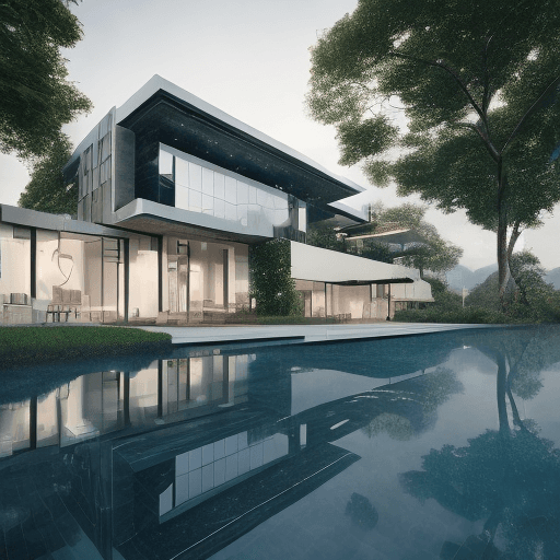 AI generated: mdjrny-v4 style,  Photography with high resolution architecture design photography of a luxury moder...