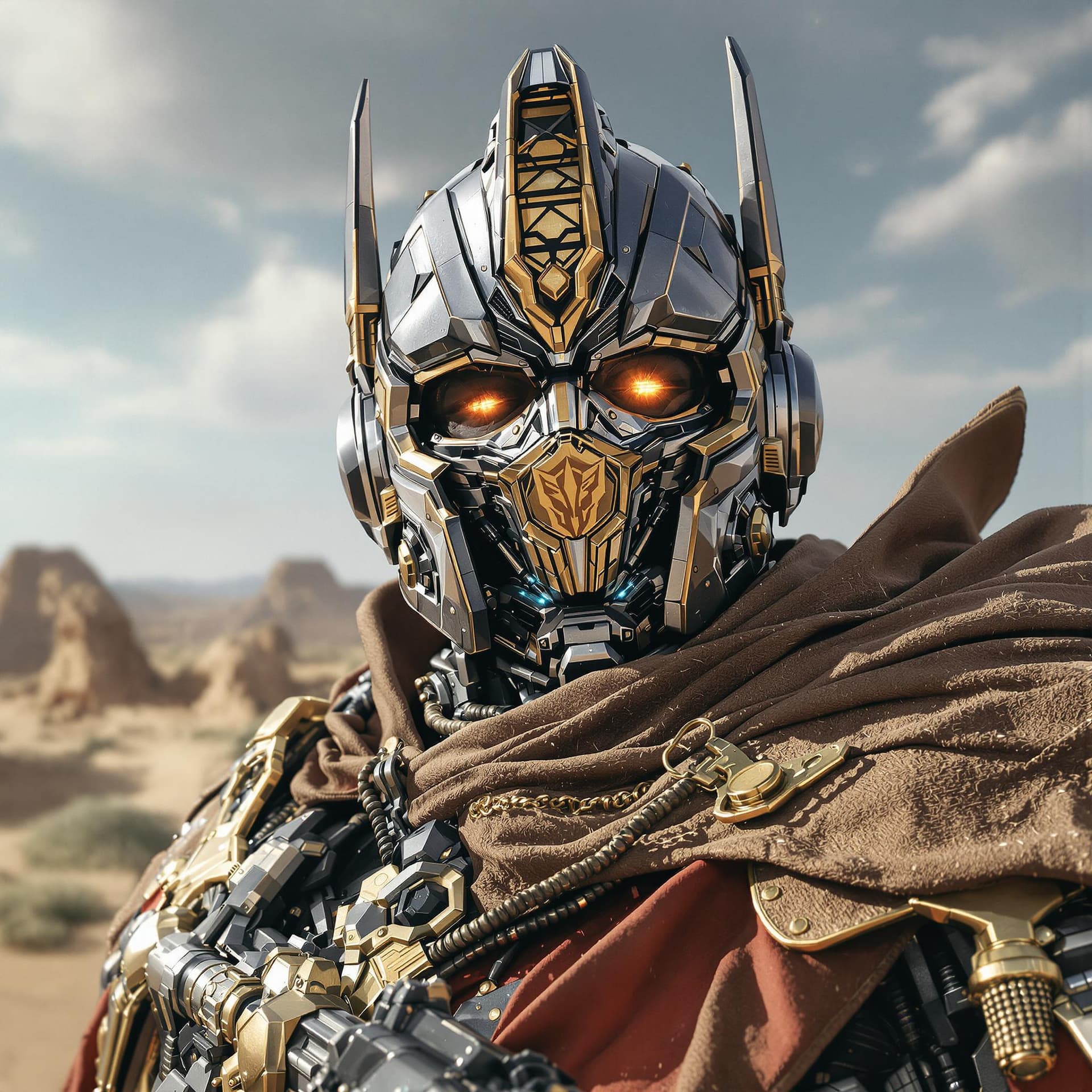 AI generated: A highly stylized photorealistic cinematic marvel and fantasy film wonder of Optimus Prime as a live...