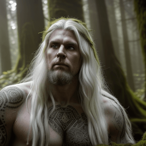 AI generated: Cinematic, 35mm lens, f/1.8 fantasy photography, featuring an ancient giant with moss-covered skin a...