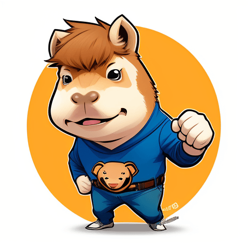 AI generated: imagine mascot mark logo showing an capybara smile, comic book style character, fun, creative, funny...