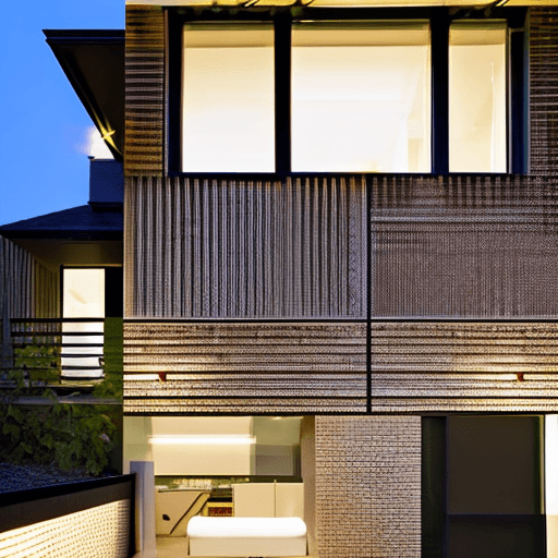 AI generated: minimalist house exterior, at dusk, the architecture should feature clean lines with a sophisticated...