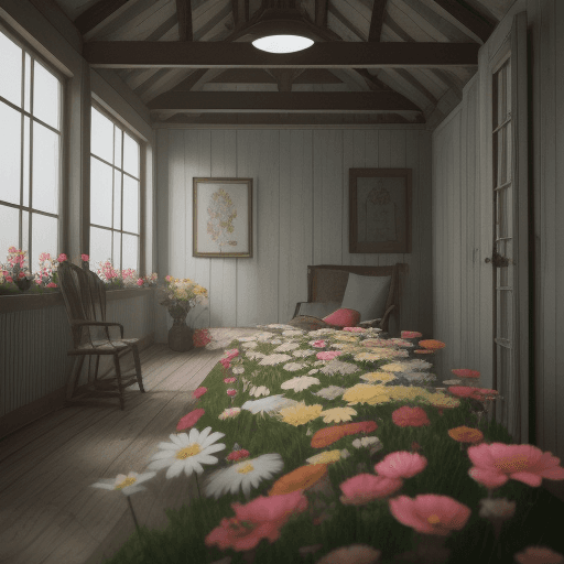 AI generated: Flowers in an attic