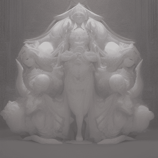 AI generated: white deity statue, the actors are dressed in white suits and are dancing with a lotus, angel, in th...