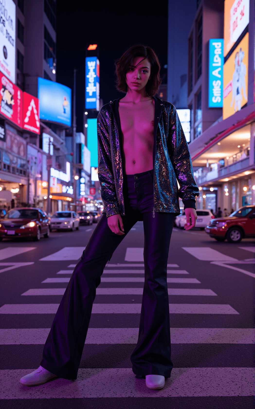 AI generated: The image showcases an advertising poster featuring a young Asian female supermodel who exudes a sen...