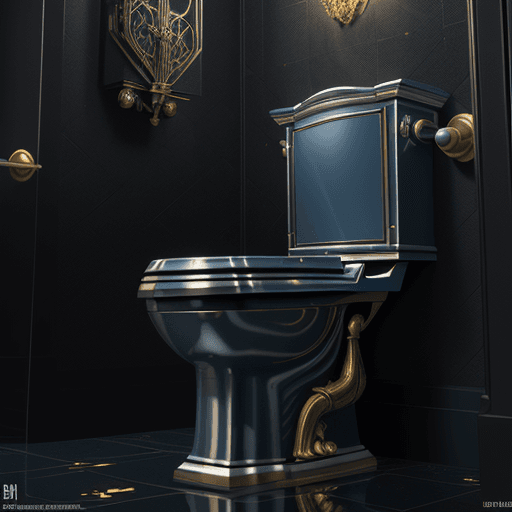AI generated: the design and character of batman toilet transparan is gold and Blue dark, no watermark,no copyrigh...