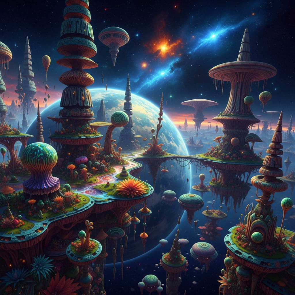 AI generated: A captivating extraterrestrial landscape, showcasing an alien world with breathtaking intensity. The...