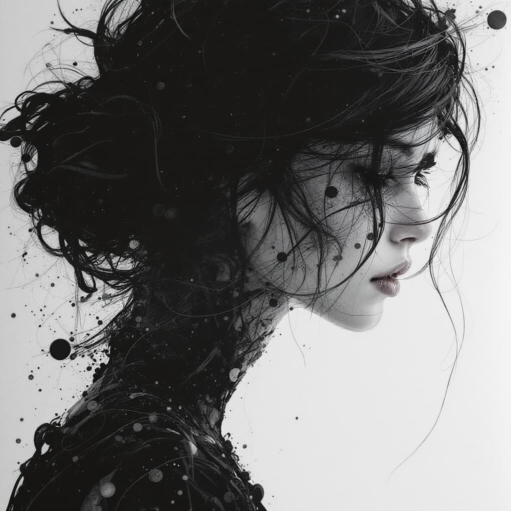 AI generated: by Hariton Pushwagner and Katsuhiro Otomo,  in the style of nicola samori, de-saturated tones, femal...