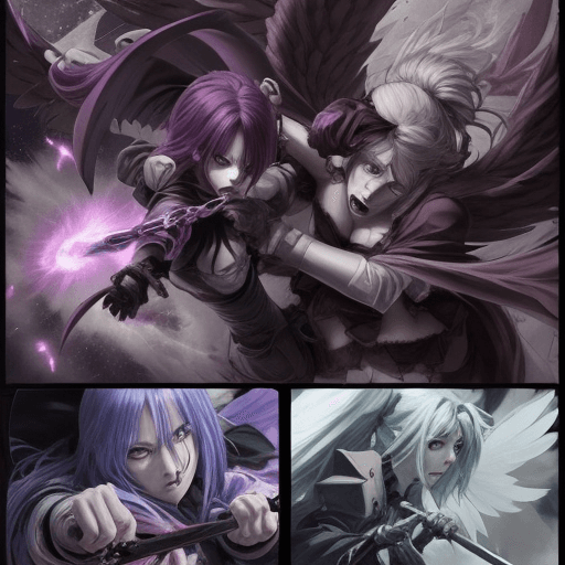 AI generated: Angels vs. Death fighting anime style


