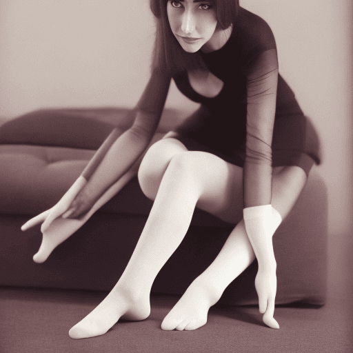 AI generated: professional camera, woman in white socks over stockings