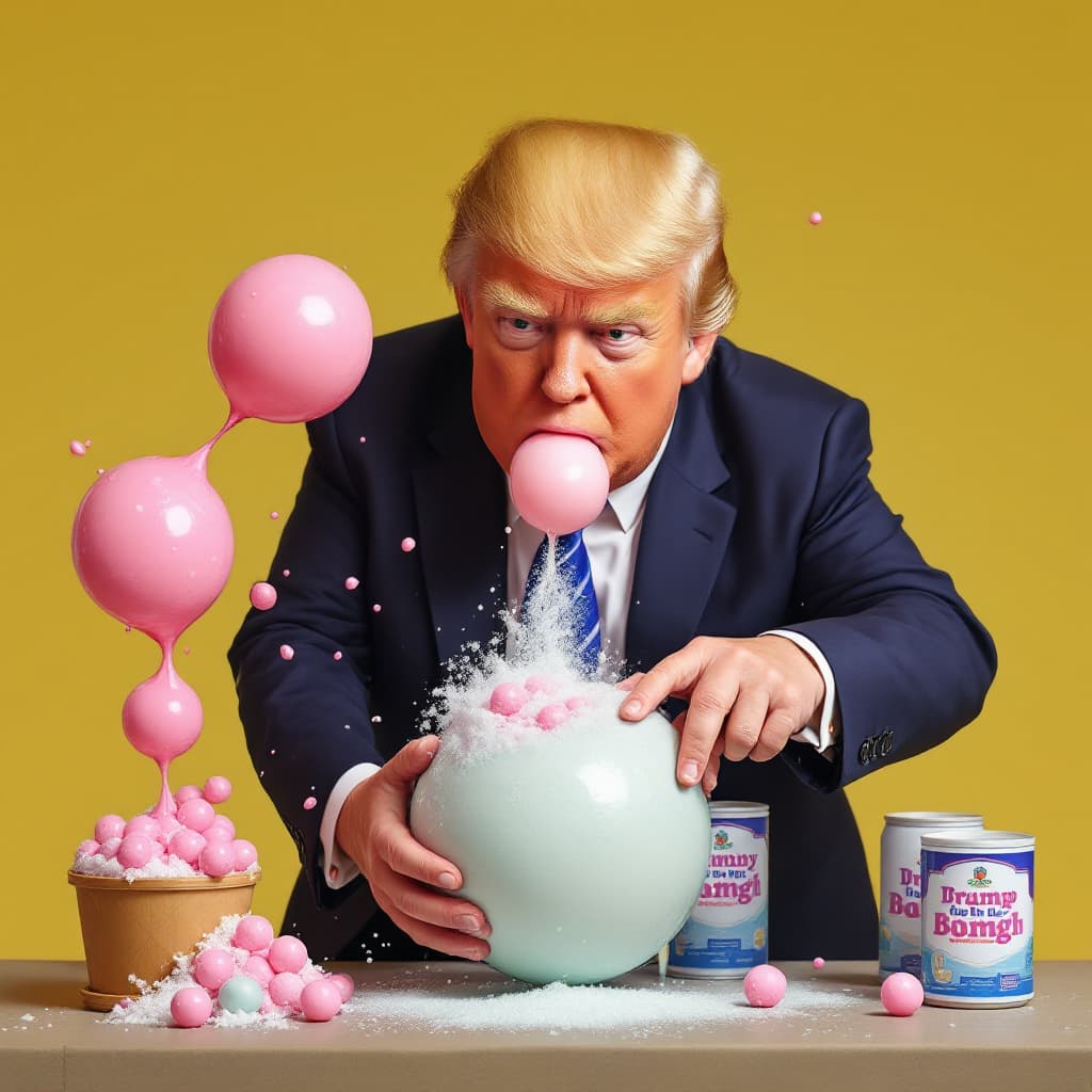 AI generated: Donald Trump making bubble gum bombs