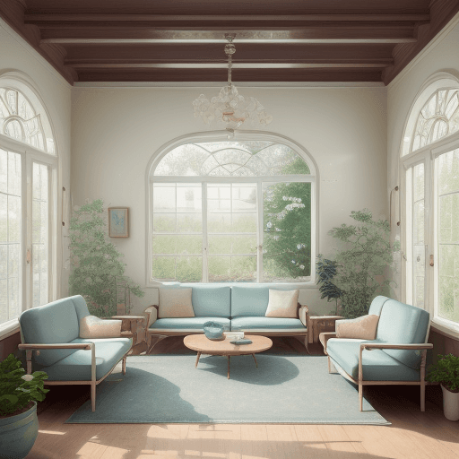 AI generated: High resolution photography interior design, dreamy sunken living room conversation pit, wooden floo...