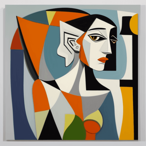AI generated: woman, oil on canvas, in the style of Pablo Picasso, cubism, density of forms, i can't believe how b...
