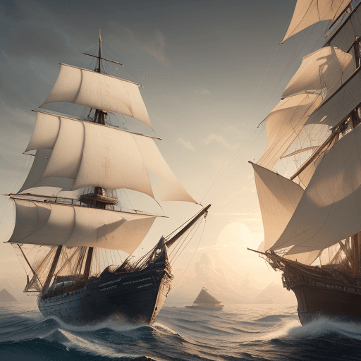 AI generated: Photo of a ultra realistic sailing ship, dramatic light, pale sunrise, cinematic lighting, battered,...