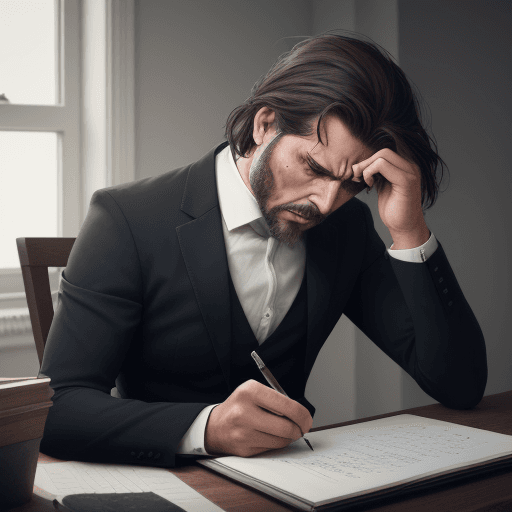 AI generated:  a man frustrated correcting rework in a form.
