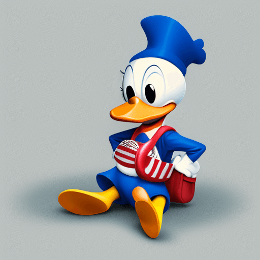 AI generated: donald duck sitting dolar sign bags