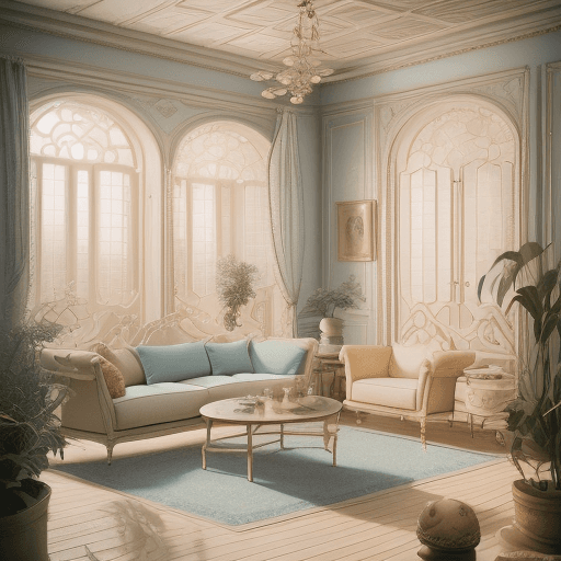 AI generated: Glamorous photography of blonde woman High resolution photography interior design, dreamy sunken liv...