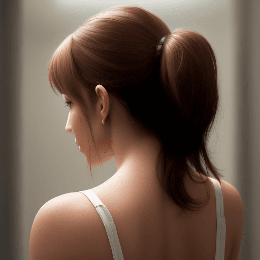 AI generated: High-resolution uncovered back of an attractive woman looking over her shoulder.