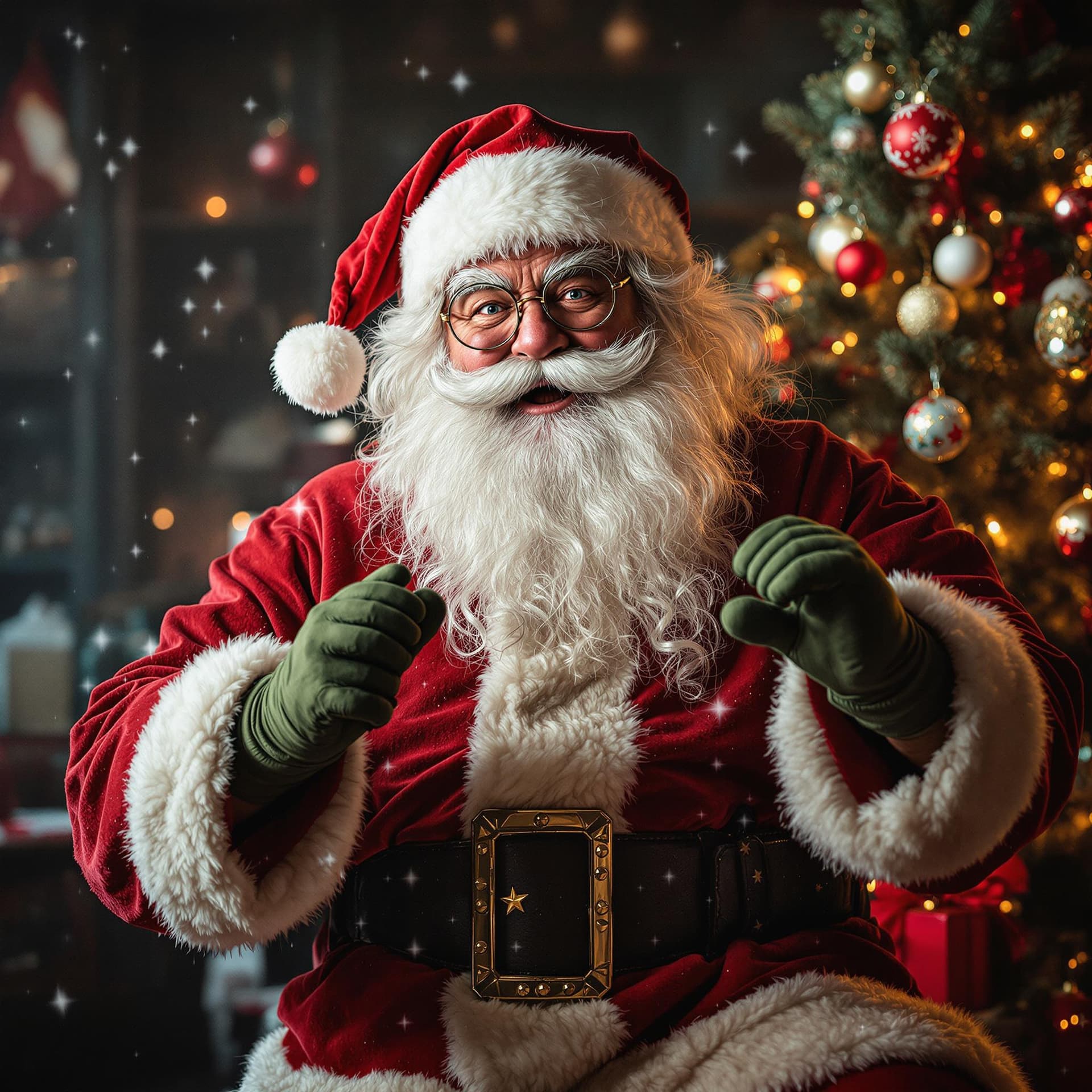 AI generated: Stunting Christmas Santa claus 

