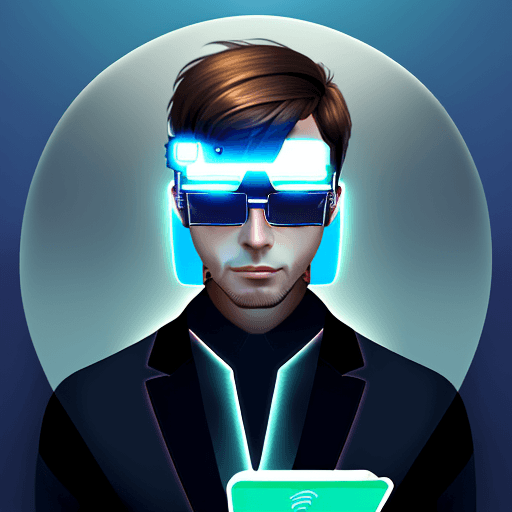 AI generated: awesome illustration, featured on FreePik, man with smart glasses, futuristic, technology