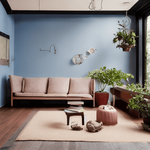 AI generated: High resolution photography interior design, dreamy sunken living room conversation pit, wooden floo...