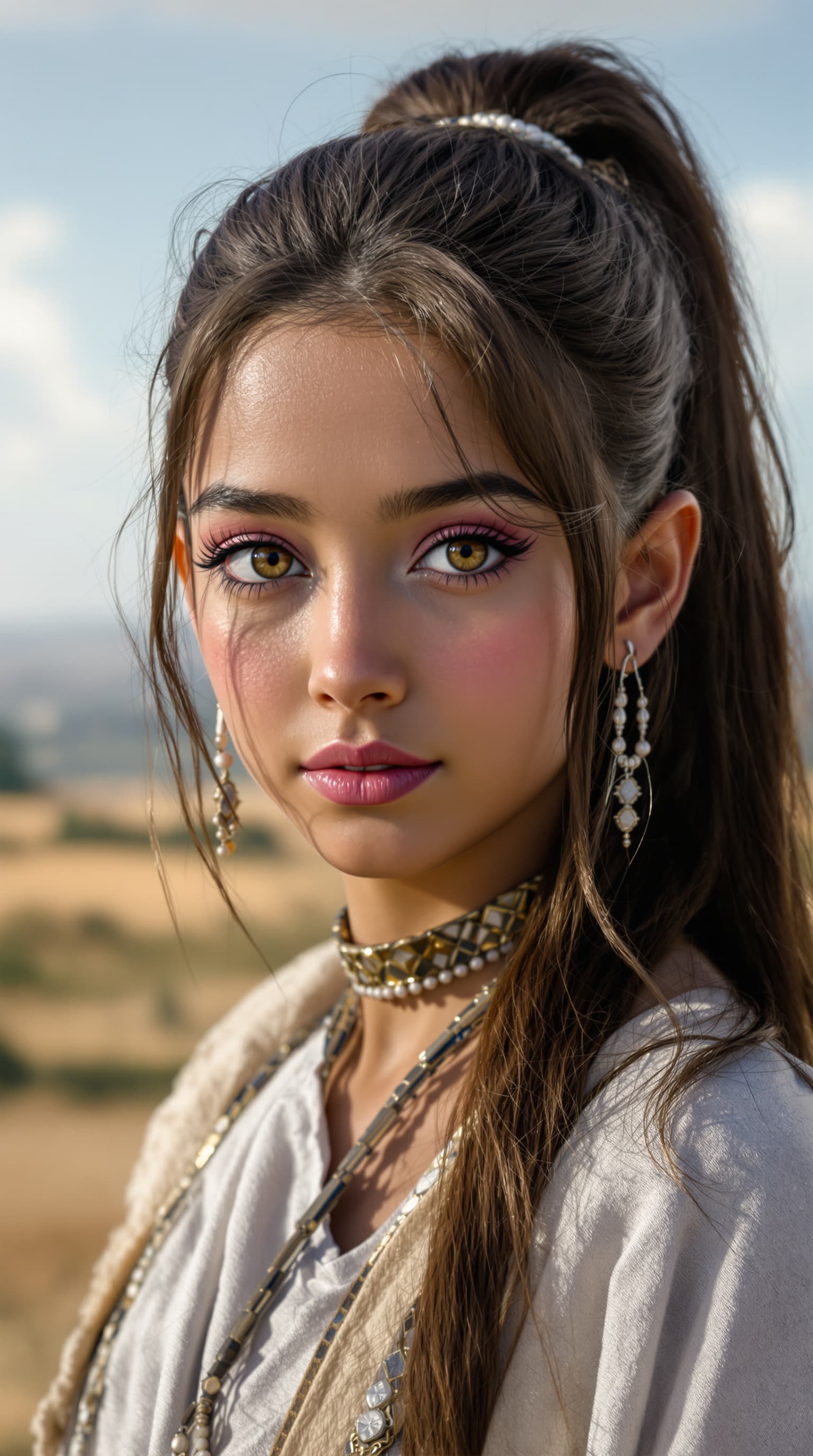 AI generated: A professional photograph showcasing one of the most stunning tween girl globally, Egyptian, with in...