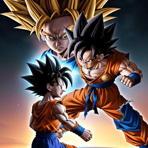 AI generated: goku fighting vegeta and gohan, 4k, real