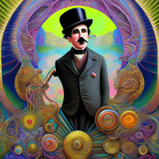 AI generated: A painting of Charlie Chaplin. elaborate digital art, hyper - detailed visionary art, arabian art, h...