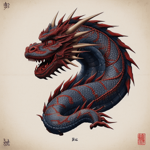 AI generated: japanese dragon tattoo drawing, in the style of matthias jung, kerem beyit, uhd image, authentic dep...