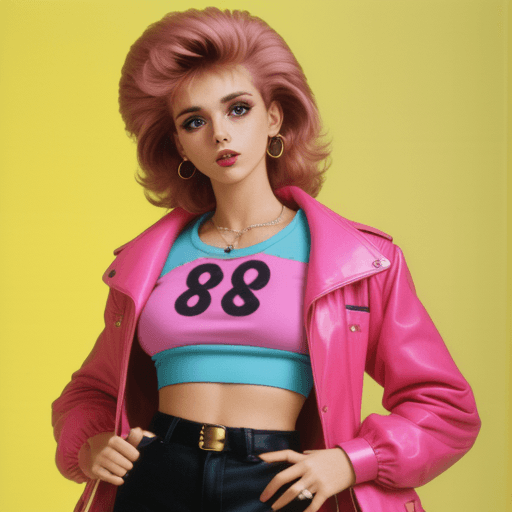 AI generated:  a woman with 80s fashion style clothes

