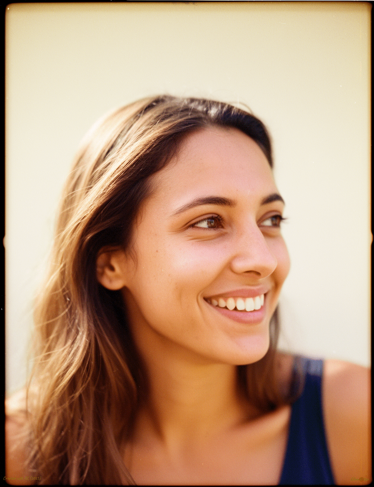 AI generated: Subject: A woman captured in a 35mm film photograph.

Foreground: The subject is positioned promin...