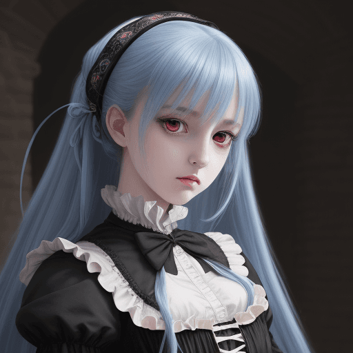 AI generated: a girl in victorian dress in a casttle, in the style of bold, manga-inspired characters, realistic f...