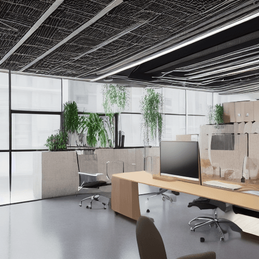 AI generated: High resolution photography interior design, Very modern office facilities, with plants, high tech, ...