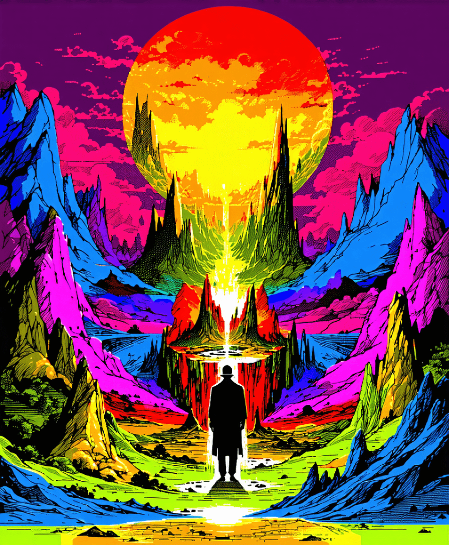 AI generated: Create an enigmatic, colourful image, depicting Incubus layers facts, myths, gossip, propaganda, his...