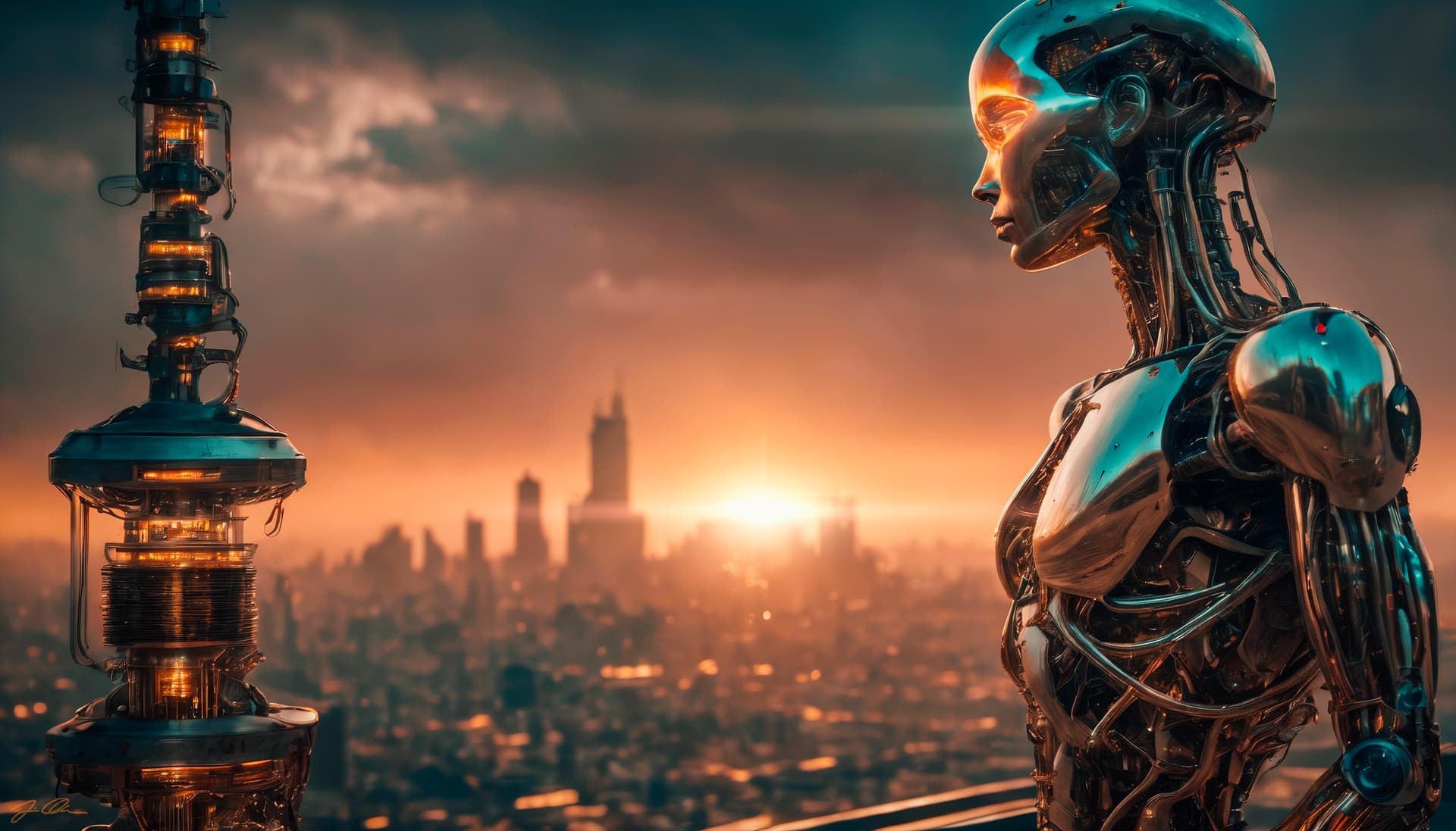 AI generated: a HDR realistic photography of woman looks a far spaceship in the sky, far spacecraft in the sky (fu...