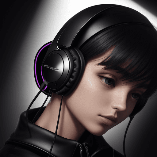 AI generated: headphones in black glossy color, with good lighting