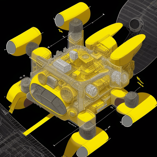 AI generated: Produce a detailed technical illustration of a nano small spacecraft, showcasing a cutaway design th...