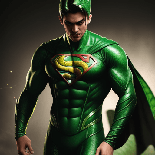 AI generated: male superhero dressed as a green serpent