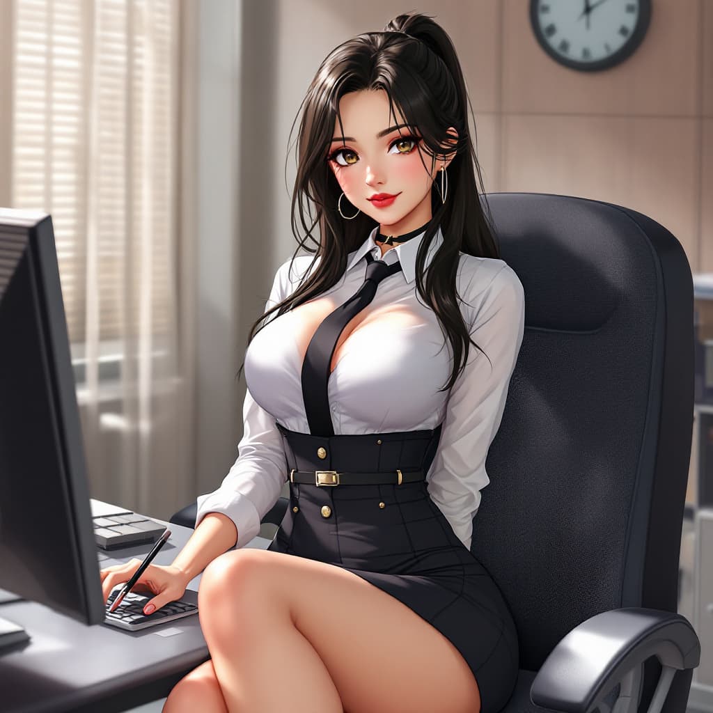 AI generated: A hot secretary with anime artstyle