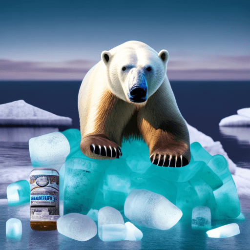 AI generated: Photo of a ultra realistica, big polar bear, standing on an iceberg, a photo, rebirth, sad, on its h...