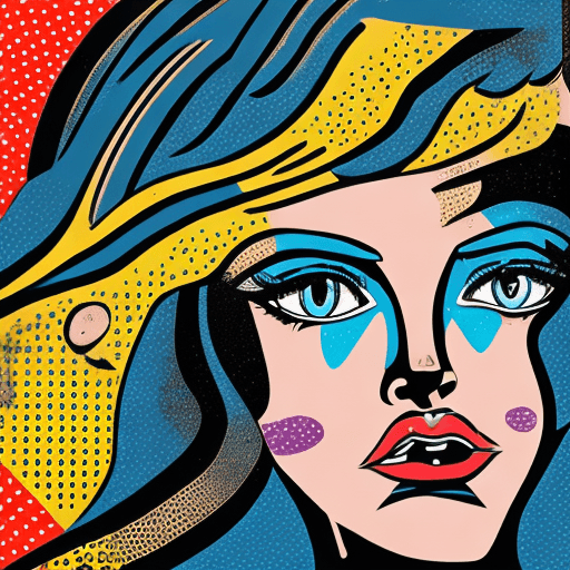 AI generated: the girl's face in an artistic cartoon style, in the style of pop art-inspired comic book style, tro...