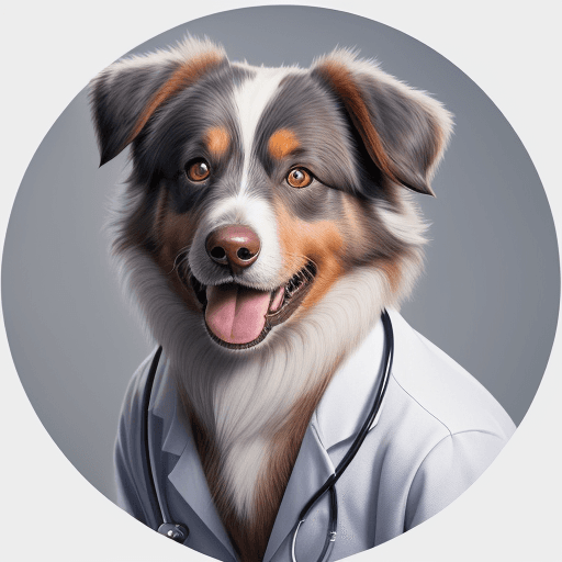AI generated: A stunningly realistic portrait for T-Shirt-Designs of an Australian Shepherd dressed as a doctor, w...