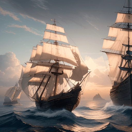 AI generated: Photo of a ultra realistic sailing ship, dramatic light, pale sunrise, cinematic lighting, battered,...