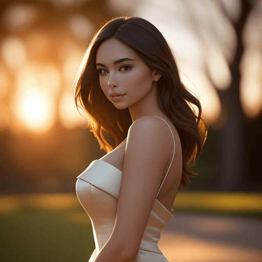 AI generated: A detailed photo of an attractive woman (standing in an elegant, well-lit setting) during the golden...