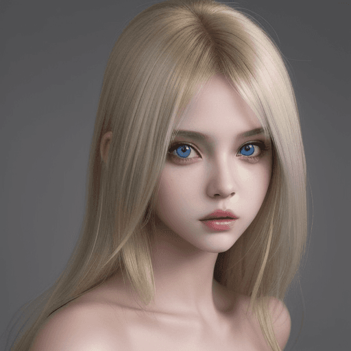 AI generated: blonde, demon girl, beuty, 
grey eyes, beautiful model girl